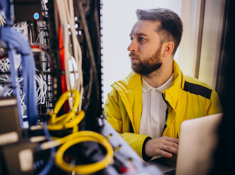 man analysing network servers